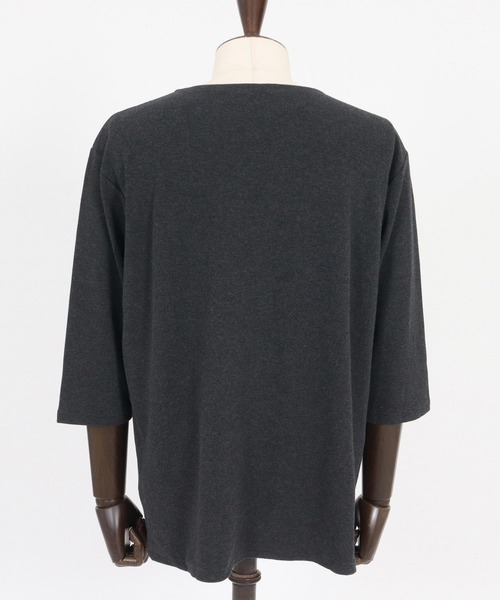 CAMBIO（カンビオ）の「mlt5517- Span Fraise Narrow Boat Neck 3-4 Sleeve Tee 7分袖Tシャツ(S60626cmb)（Tシャツ/カットソー・メンズ・ブラック/ホワイト/チャコール・S/M/L）」の19枚目の写真