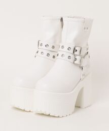 YOSUKE（ヨースケ）の「「YOSUKE ヨースケ」厚底ベルティッドショートブーツ（ブーツ）」