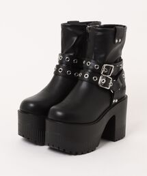 セール】ヨースケYOSUKEウィメンズ厚底4ストラップバックファスナー