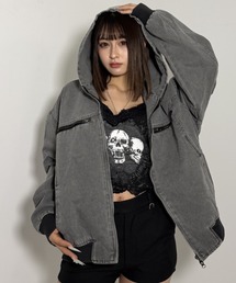 A'gem（エージェム）の「A'GEM/9 × .kom 『A'gem/エージェム』ウォッシュドヴィンテージフーディージップブルゾン（ブルゾン）」