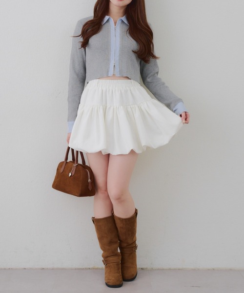 continuer de NICE CLAUP（コンティニューデナイスクラップ）の「シャツドッキングWZIPカーディガン（ニット/セーター・レディース・ネイビー/トップグレー/アイボリー/ブラック・FREE）」の9枚目の写真