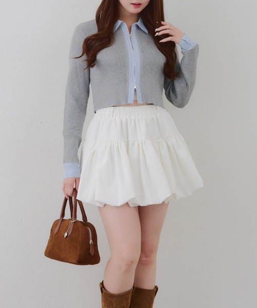 continuer de NICE CLAUP（コンティニューデナイスクラップ）の「シャツドッキングWZIPカーディガン（ニット/セーター・レディース・ネイビー/トップグレー/アイボリー/ブラック・FREE）」の7枚目の写真