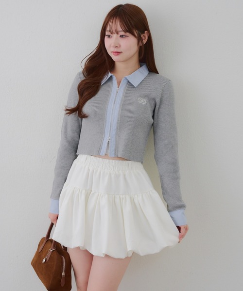 continuer de NICE CLAUP（コンティニューデナイスクラップ）の「シャツドッキングWZIPカーディガン（ニット/セーター・レディース・ネイビー/トップグレー/アイボリー/ブラック・FREE）」の10枚目の写真