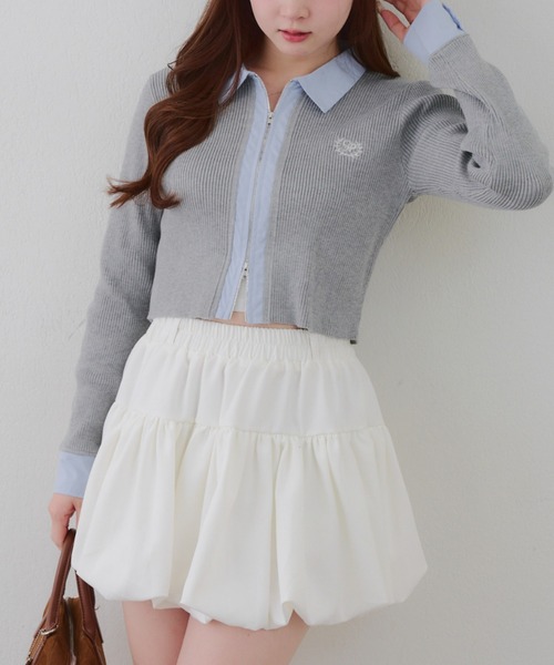 continuer de NICE CLAUP（コンティニューデナイスクラップ）の「シャツドッキングWZIPカーディガン（ニット/セーター・レディース・ネイビー/トップグレー/アイボリー/ブラック・FREE）」の11枚目の写真