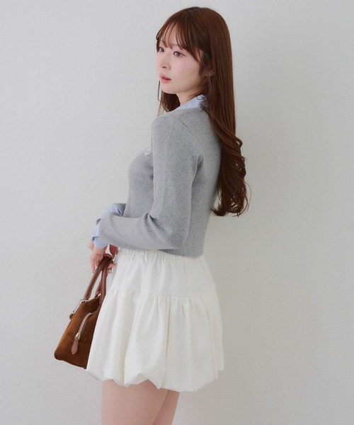 continuer de NICE CLAUP（コンティニューデナイスクラップ）の「シャツドッキングWZIPカーディガン（ニット/セーター・レディース・ネイビー/トップグレー/アイボリー/ブラック・FREE）」の6枚目の写真