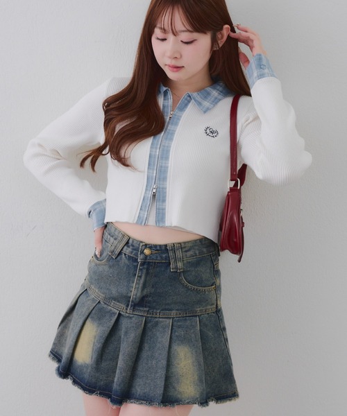 continuer de NICE CLAUP（コンティニューデナイスクラップ）の「シャツドッキングWZIPカーディガン（ニット/セーター・レディース・ネイビー/トップグレー/アイボリー/ブラック・FREE）」の17枚目の写真