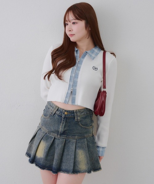 continuer de NICE CLAUP（コンティニューデナイスクラップ）の「シャツドッキングWZIPカーディガン（ニット/セーター・レディース・ネイビー/トップグレー/アイボリー/ブラック・FREE）」の18枚目の写真