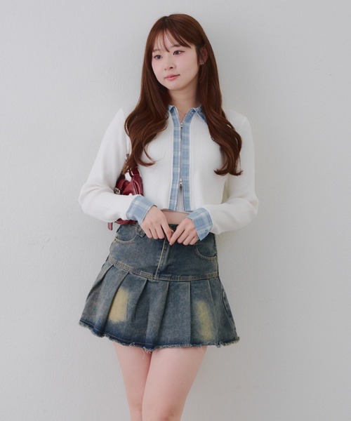 continuer de NICE CLAUP（コンティニューデナイスクラップ）の「シャツドッキングWZIPカーディガン（ニット/セーター・レディース・ネイビー/トップグレー/アイボリー/ブラック・FREE）」の21枚目の写真