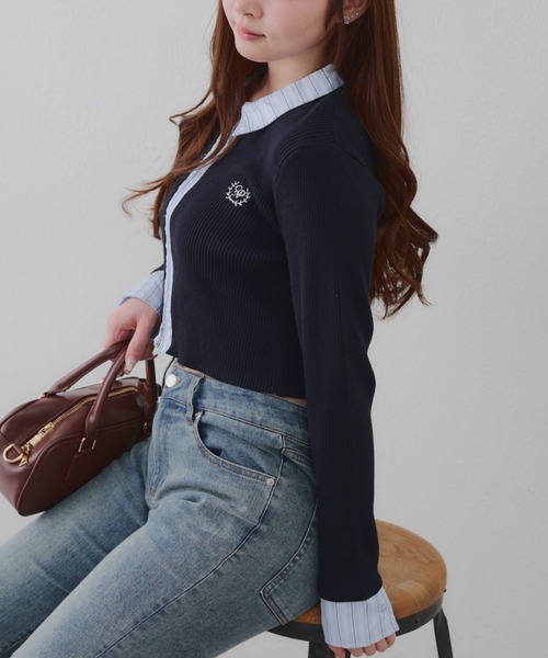 continuer de NICE CLAUP（コンティニューデナイスクラップ）の「シャツドッキングWZIPカーディガン（ニット/セーター・レディース・ネイビー/トップグレー/アイボリー/ブラック・FREE）」の16枚目の写真