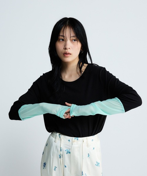 JEANASIS(ジーナシス)の「ドッキングテレコLS TEE/650640(Tシャツ/カットソー・レディース・ブラック×ブルー/ブラック系その他/グレー系その他/ホワイト×ホワイト・FREE)」の4枚目の写真