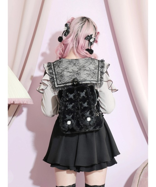 NOEMIE(ノエミー)の「うさ耳リボンレースアップファーリュック(バックパック/リュック・レディース・ブラック/アイボリー/ピンク・ONESIZE)」の20枚目の写真