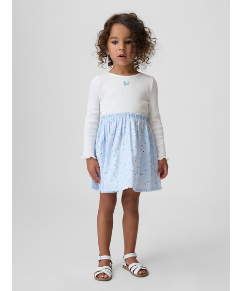 GAP（ギャップ）の「ミックスメディア ワンピース (幼児・ベビー)（ワンピース・キッズ・ブルー/ピンク・80ｃｍ/95cm/100cm/105cm/110cm/90cm/70cm）」の2枚目の写真