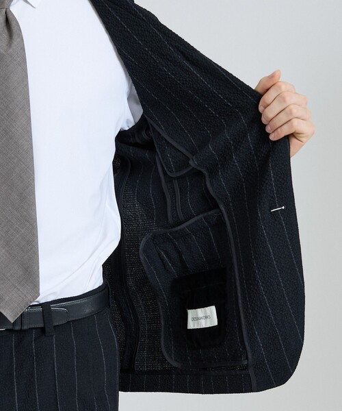 DESIGNWORKS(デザインワークス)の「【26S/S】ウールストレッチサッカーピークドラペルジャケット / セットアップ対応 / ストレッチ / 防シワ(テーラードジャケット・メンズ・ネイビー/ブラック・52/50/48/46/44)」の8枚目の写真