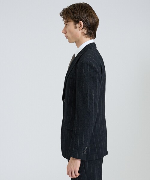 DESIGNWORKS(デザインワークス)の「【26S/S】ウールストレッチサッカーピークドラペルジャケット / セットアップ対応 / ストレッチ / 防シワ(テーラードジャケット・メンズ・ネイビー/ブラック・52/50/48/46/44)」の16枚目の写真