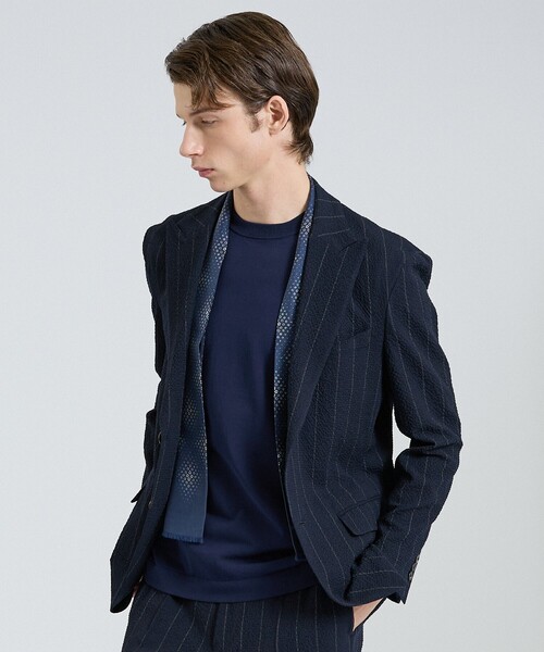 DESIGNWORKS(デザインワークス)の「【26S/S】ウールストレッチサッカーピークドラペルジャケット / セットアップ対応 / ストレッチ / 防シワ(テーラードジャケット・メンズ・ネイビー/ブラック・52/50/48/46/44)」の19枚目の写真
