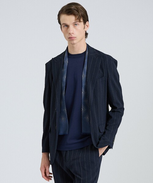 DESIGNWORKS(デザインワークス)の「【26S/S】ウールストレッチサッカーピークドラペルジャケット / セットアップ対応 / ストレッチ / 防シワ(テーラードジャケット・メンズ・ネイビー/ブラック・52/50/48/46/44)」の20枚目の写真