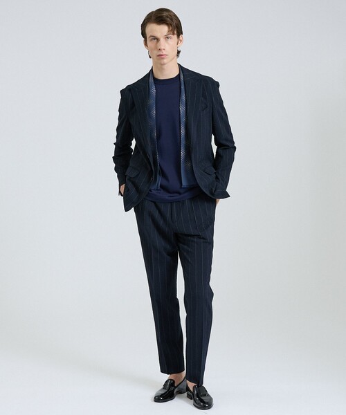 DESIGNWORKS(デザインワークス)の「【26S/S】ウールストレッチサッカーピークドラペルジャケット / セットアップ対応 / ストレッチ / 防シワ(テーラードジャケット・メンズ・ネイビー/ブラック・52/50/48/46/44)」の21枚目の写真