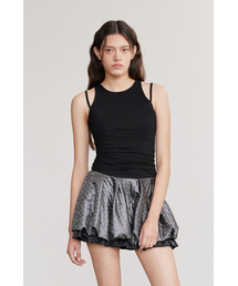 SHIRRING STRAP SLEEVELESS TOP (BLACK)
