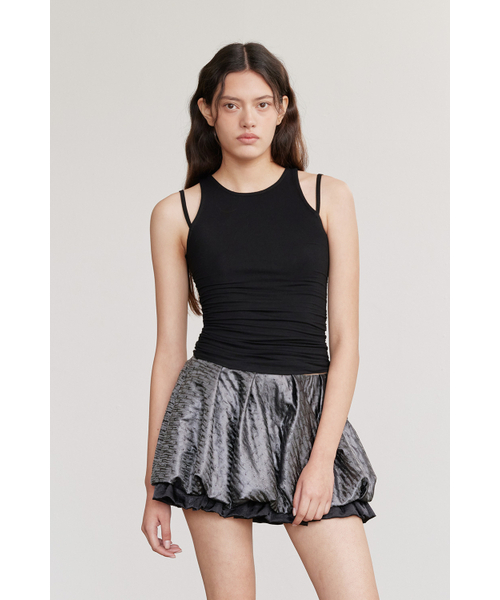 AFTERHOURS(アフターアワーズ)の「SHIRRING STRAP SLEEVELESS TOP (BLACK)(Tシャツ/カットソー・レディース・その他・FREE)」の1枚目の写真