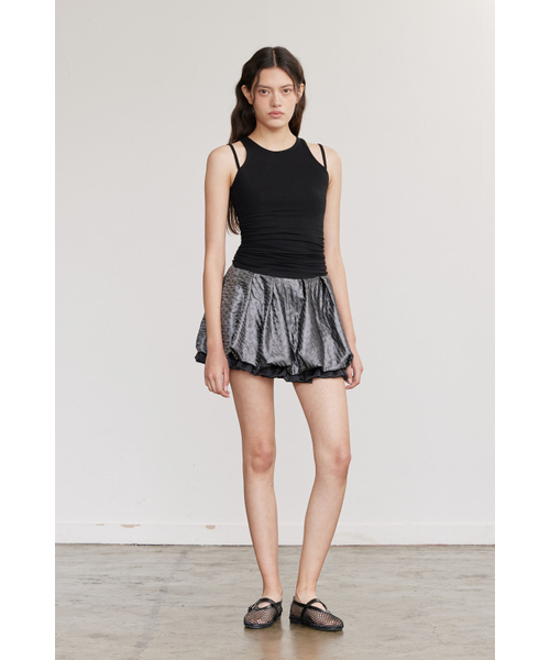 AFTERHOURS(アフターアワーズ)の「SHIRRING STRAP SLEEVELESS TOP (BLACK)(Tシャツ/カットソー・レディース・その他・FREE)」の4枚目の写真