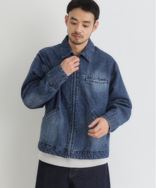 BACK NUMBER（バックナンバー）の「【BACK NUMBER】デニムフルジップジャケット (ライトアウター / ワークテイスト / ユニセックス)（ブルゾン・メンズ・ブラック/ダークインディゴブルー・L/XL/M）」の21枚目の写真