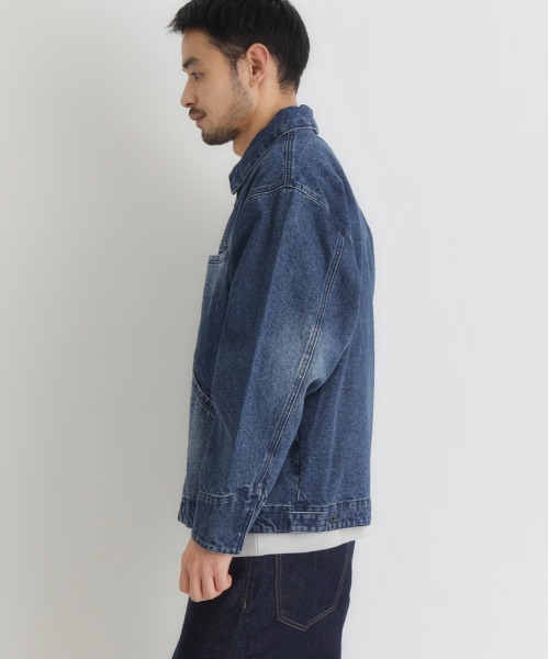 BACK NUMBER（バックナンバー）の「【BACK NUMBER】デニムフルジップジャケット (ライトアウター / ワークテイスト / ユニセックス)（ブルゾン・メンズ・ブラック/ダークインディゴブルー・L/XL/M）」の22枚目の写真