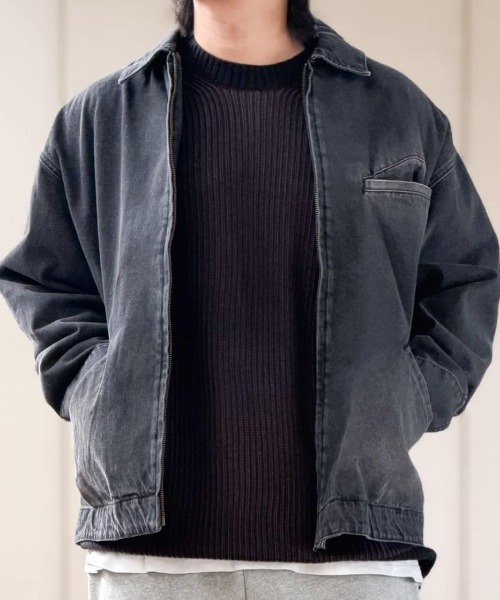 BACK NUMBER（バックナンバー）の「【BACK NUMBER】デニムフルジップジャケット (ライトアウター / ワークテイスト / ユニセックス)（ブルゾン・メンズ・ブラック/ダークインディゴブルー・L/XL/M）」の8枚目の写真