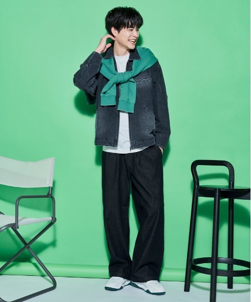 BACK NUMBER（バックナンバー）の「【BACK NUMBER】デニムフルジップジャケット (ライトアウター / ワークテイスト / ユニセックス)（ブルゾン・メンズ・ブラック/ダークインディゴブルー・L/XL/M）」の13枚目の写真