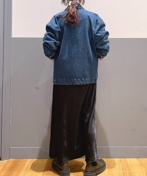 BACK NUMBER（バックナンバー）の「【BACK NUMBER】デニムフルジップジャケット (ライトアウター / ワークテイスト / ユニセックス)（ブルゾン・メンズ・ブラック/ダークインディゴブルー・L/XL/M）」の19枚目の写真