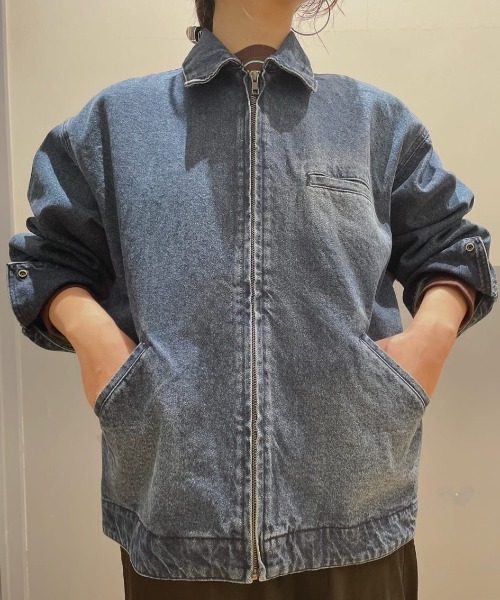 BACK NUMBER（バックナンバー）の「【BACK NUMBER】デニムフルジップジャケット (ライトアウター / ワークテイスト / ユニセックス)（ブルゾン・メンズ・ブラック/ダークインディゴブルー・L/XL/M）」の16枚目の写真