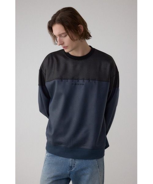 AZUL by moussy（アズールバイマウジー）の「フェイクスエード切り替えトップス（スウェット・メンズ・ブラウン系その他/ブルー系その他3/グレー系その他・MEDIUM/LARGE/SMALL）」の8枚目の写真