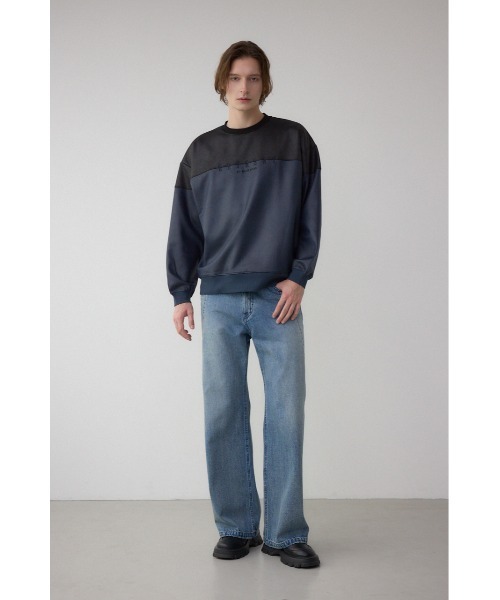 AZUL by moussy（アズールバイマウジー）の「フェイクスエード切り替えトップス（スウェット・メンズ・ブラウン系その他/ブルー系その他3/グレー系その他・MEDIUM/LARGE/SMALL）」の9枚目の写真