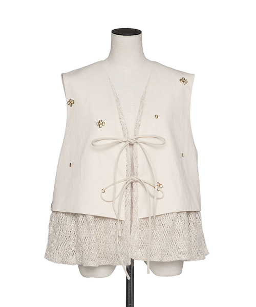 muller of yoshiokubo(ミュラーオブヨシオクボ)の「muller of yoshiokubo ミュラーオブヨシオクボ / METAL BEANS VEST メタルビーズレイヤードベスト / MLS26701(ベスト・レディース・ブラック/アイボリー・38)」の11枚目の写真