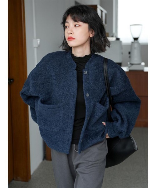 Ritzy(リッツィー)の「もこもこ フェイクファージャケット(ブルゾン・レディース・ネイビー・M)」の5枚目の写真