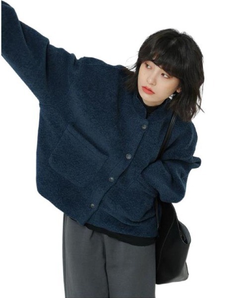 Ritzy(リッツィー)の「もこもこ フェイクファージャケット(ブルゾン・レディース・ネイビー・M)」の9枚目の写真