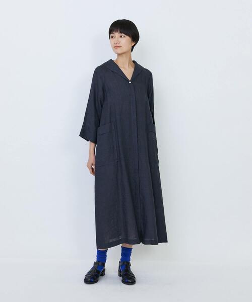 リネンチェックセーラーカラーワンピース（ワンピース）｜LOISIR