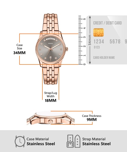 FOSSIL(フォッシル)の「フォッシル 腕時計 レディース アナログ ステンレス ES5459(アナログ腕時計・レディース・ピンクゴールド・FREE)」の5枚目の写真