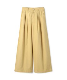 ノンマーセライズドコットン タックワイドパンツ