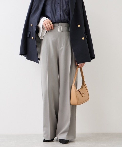 VIS（ビス）の「ベルトディティールパンツ/防シワ・イージーケア（スラックス・レディース・チャコールグレー/ブラウン系その他2/ライトグレー・SS/S/M）」の2枚目の写真