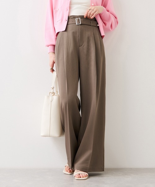 VIS（ビス）の「ベルトディティールパンツ/防シワ・イージーケア（スラックス・レディース・チャコールグレー/ブラウン系その他2/ライトグレー・SS/S/M）」の3枚目の写真