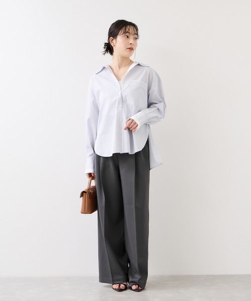 VIS（ビス）の「ベルトディティールパンツ/防シワ・イージーケア（スラックス・レディース・チャコールグレー/ブラウン系その他2/ライトグレー・SS/S/M）」の8枚目の写真