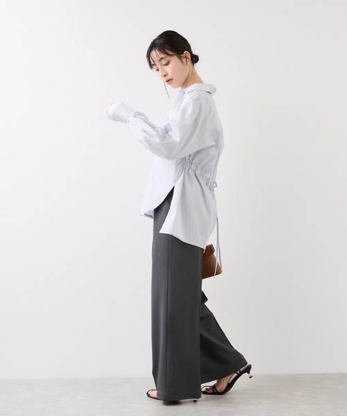 VIS（ビス）の「ベルトディティールパンツ/防シワ・イージーケア（スラックス・レディース・チャコールグレー/ブラウン系その他2/ライトグレー・SS/S/M）」の9枚目の写真