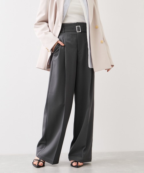 VIS（ビス）の「ベルトディティールパンツ/防シワ・イージーケア（スラックス・レディース・チャコールグレー/ブラウン系その他2/ライトグレー・SS/S/M）」の10枚目の写真