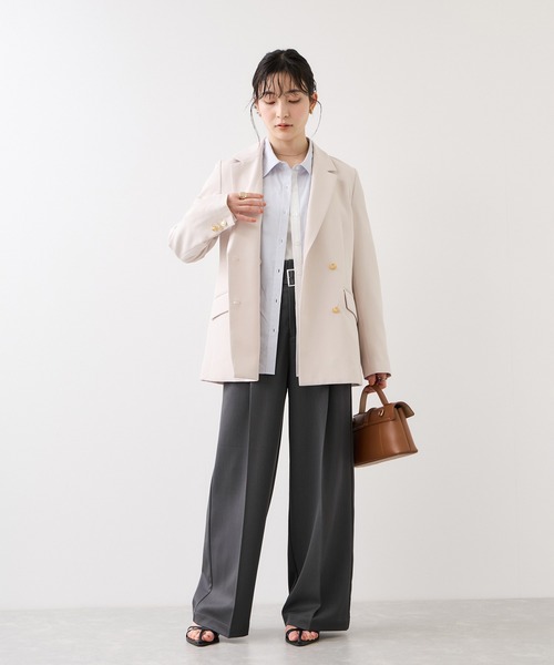 VIS（ビス）の「ベルトディティールパンツ/防シワ・イージーケア（スラックス・レディース・チャコールグレー/ブラウン系その他2/ライトグレー・SS/S/M）」の11枚目の写真