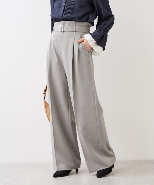 VIS（ビス）の「ベルトディティールパンツ/防シワ・イージーケア（スラックス・レディース・チャコールグレー/ブラウン系その他2/ライトグレー・SS/S/M）」の13枚目の写真