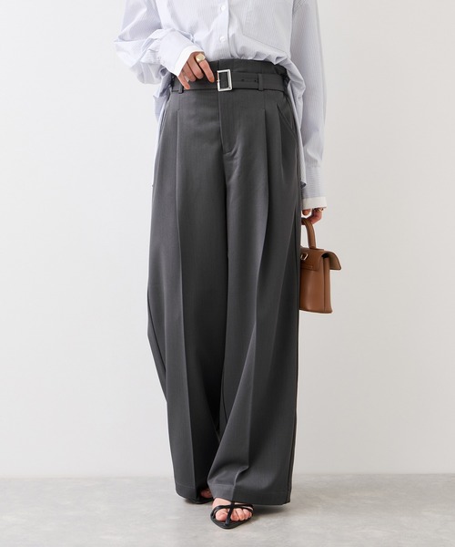 VIS（ビス）の「ベルトディティールパンツ/防シワ・イージーケア（スラックス・レディース・チャコールグレー/ブラウン系その他2/ライトグレー・SS/S/M）」の5枚目の写真