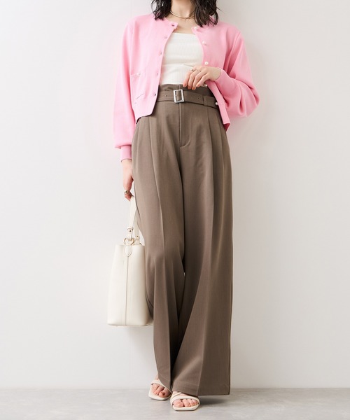 VIS（ビス）の「ベルトディティールパンツ/防シワ・イージーケア（スラックス・レディース・チャコールグレー/ブラウン系その他2/ライトグレー・SS/S/M）」の17枚目の写真