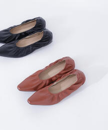 NATURAL BEAUTY BASIC | ◇スクエアギャザーフラットシューズ(パンプス)