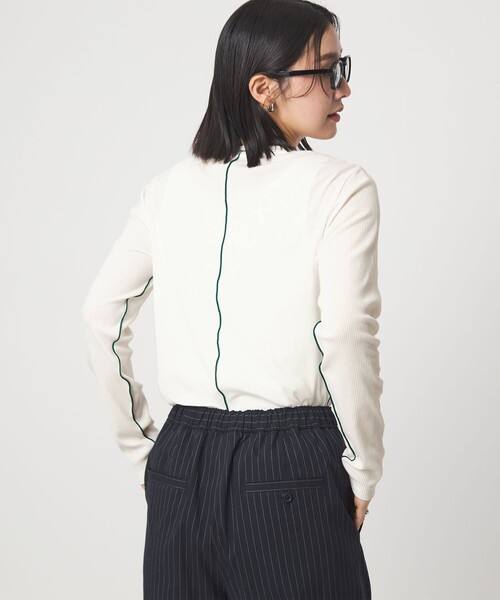 green label relaxing(グリーンレーベルリラクシング)の「【WEB限定】<at ease>シアーテレコ ロングスリーブ カットソー(Tシャツ/カットソー・レディース・ダークブラウン/ブラック/ホワイト/ライトグレー・FREE)」の10枚目の写真