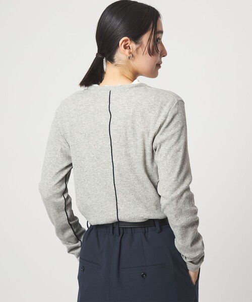 green label relaxing(グリーンレーベルリラクシング)の「【WEB限定】<at ease>シアーテレコ ロングスリーブ カットソー(Tシャツ/カットソー・レディース・ダークブラウン/ブラック/ホワイト/ライトグレー・FREE)」の17枚目の写真